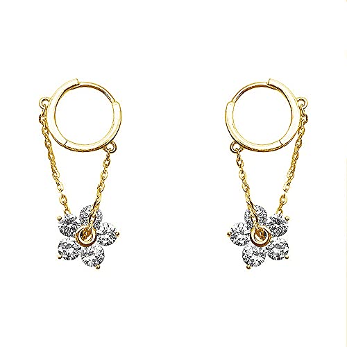 Tassel Flower Dangle Drop Small Huggie Hoop Earrings for Women Girls Dainty Hypoallergenic Cartilage Cuffs Threader Chain Cute Little Hoops for Daughter Bff Birthday von XJEIVJIC