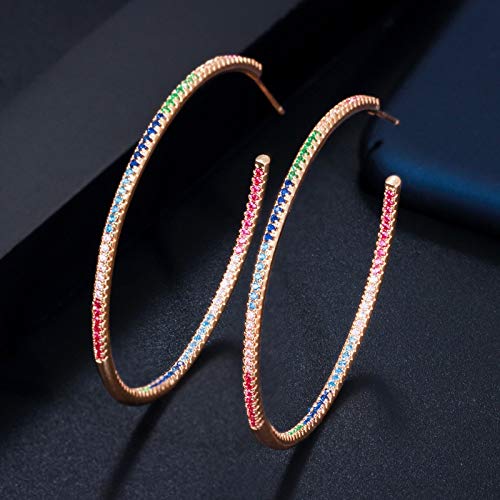 Thin Multicolor Cubic Zirconia Crystal Large Color Loop Hoop Earrings For Women Jewelry Thin Multicolor Cubic Zirconia Crystal Large Color Loop Hoop Earrings For Women Jewelry von XJEIVJIC