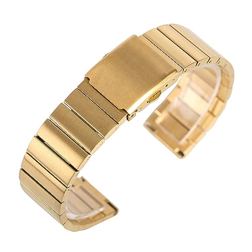 XJEIVJIC 18 20 22 24 mm Fashion Edelstahl Armbandwatchband Verstellbare Uhrenstraps Metall Bangle Solid Link Armband 2 Feder von XJEIVJIC