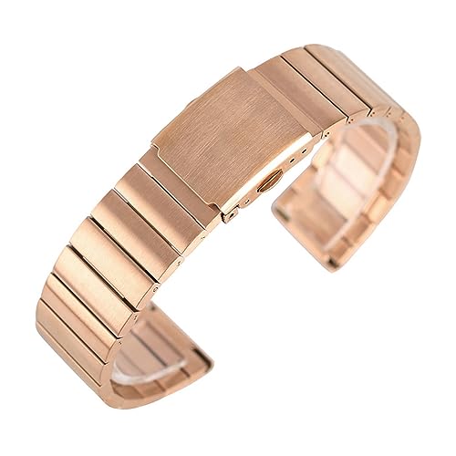 XJEIVJIC 18 20 22 24 mm Fashion Edelstahl Armbandwatchband Verstellbare Uhrenstraps Metall Bangle Solid Link Armband 2 Feder von XJEIVJIC
