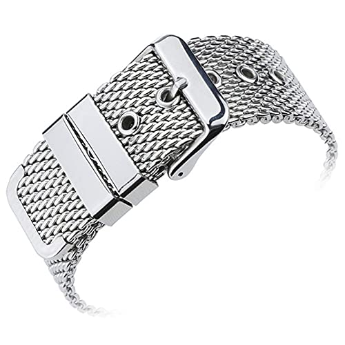 XJEIVJIC 18mm 20 mm 22 mm 24 mm Edelstahl Handgelenk Bandband Universal Männer Frauen Mesh Watchband Link Armband Accessoires Gold von XJEIVJIC