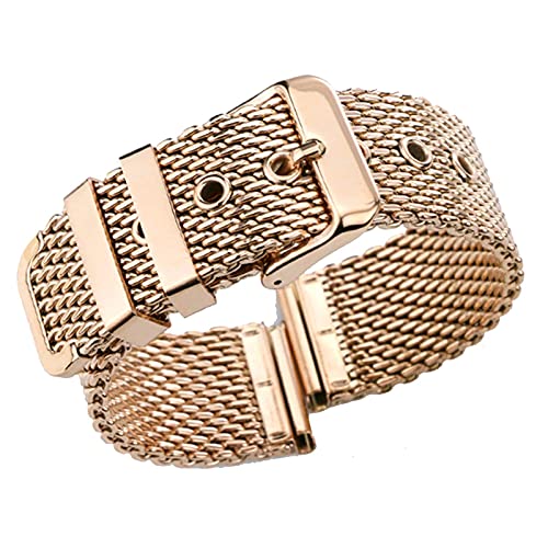 XJEIVJIC 18mm 20 mm 22 mm 24 mm Edelstahl Handgelenk Bandband Universal Männer Frauen Mesh Watchband Link Armband Accessoires Gold von XJEIVJIC
