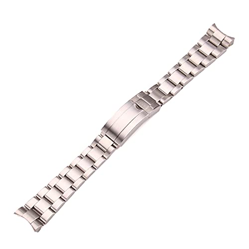 XJEIVJIC 20mm 316L Edelstahl Uhren -Wachband -Armband Silber gebürstete Metallkrümmungs -Ersatzverbindung Link Deposition Clasp Watch Gurt Dauer (Bandfarbe: Silber gebürstet, Bandbreite: 20 mm) von XJEIVJIC