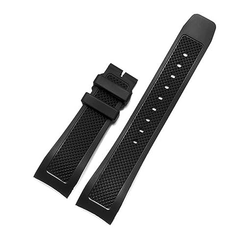 XJEIVJIC 22 mm schwarzes gebogenes Ende weiches Silikon -Gummi -Uhren -Band -Kompatibel mit Yacht Club Chronograph IW390502 IW390209 Gurt von XJEIVJIC