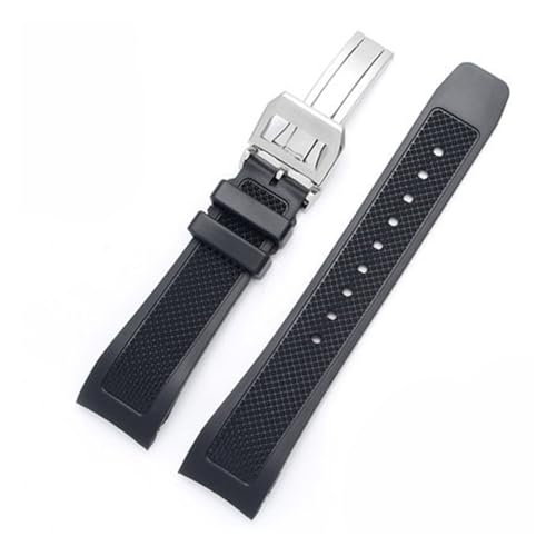 XJEIVJIC 22 mm schwarzes gebogenes Ende weiches Silikon -Gummi -Uhren -Band -Kompatibel mit Yacht Club Chronograph IW390502 IW390209 Gurt von XJEIVJIC