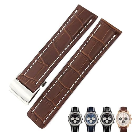 XJEIVJIC 22mm 24 mm echtes Lederschaltwand Band Weich für Breitling Navitimer Avenger Watchbänder Stahl Klappschnalle Männer Armbänder XJEIVJIC 22mm 24 mm echtes Lederschaltwand Band Weich für Breitling Navitimer Avenger Watchbänder Stahl Klappschnalle Männer Armbänder von XJEIVJIC