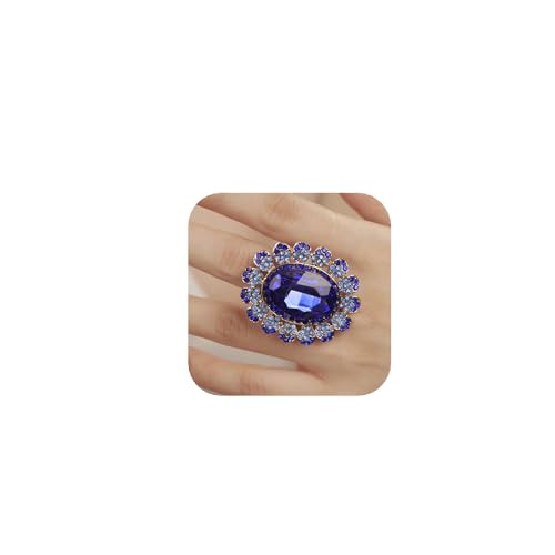 XJEIVJIC Antike Kristallfrauen Statement Ring Strass -Oval Ring übertriebener Cocktailring Vintage Kristallring für Frauen Mädchen von XJEIVJIC
