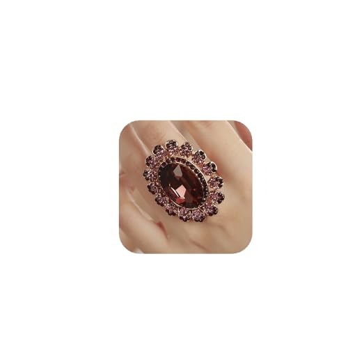 XJEIVJIC Antike Kristallfrauen Statement Ring Strass -Oval Ring übertriebener Cocktailring Vintage Kristallring für Frauen Mädchen von XJEIVJIC