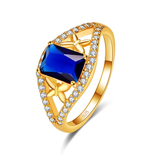 XJEIVJIC Blue Cubic Zirkonia Kronenform Form Strassring Ring Versprechen Verlobungs Ehering von XJEIVJIC