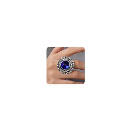 XJEIVJIC Bohemian Big Round Crystal Statement Ring für Frauen von XJEIVJIC