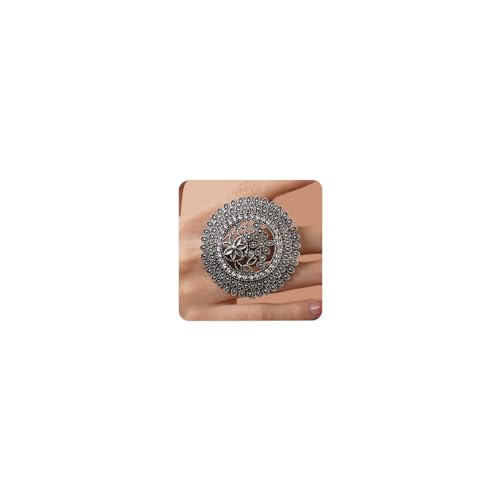 XJEIVJIC Boho übertrieben runde Ring Vintage Wrap Extra großer Ring für Frauen von XJEIVJIC