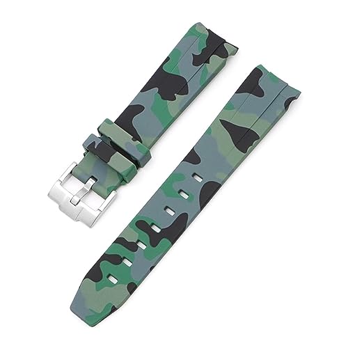 XJEIVJIC Bracelet de montre en caoutchouc fluor naturel avec extrémité incurvée de 20 mm bracelet - Vert Submariner Explorer 2 von XJEIVJIC