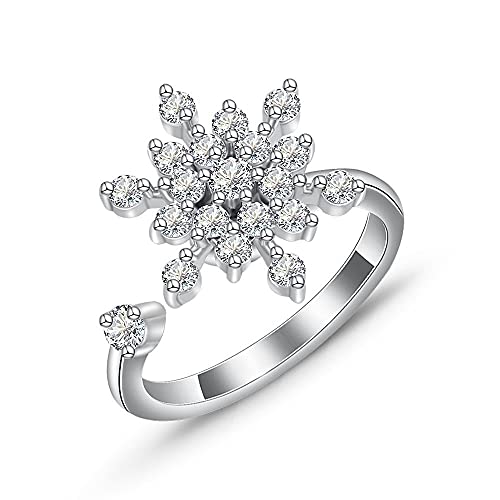XJEIVJIC Crystal Snowflake Wrap Open Bandringe für Frauen Stress entlasten Spinner Angst Schwanz Finger Spule Dreh. von XJEIVJIC