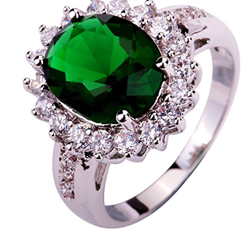 XJEIVJIC Dame's Blumenform Smaragd Zirkon Ring für Frauen von XJEIVJIC