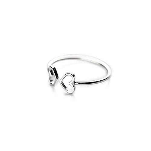 XJEIVJIC Double Heart Love Open Ring für Frauen mit zierlich verstellbares Statement Engagement dünne winzige minimalistische Fingerringe Geschenke für BFF -Tochter Geburtstag von XJEIVJIC