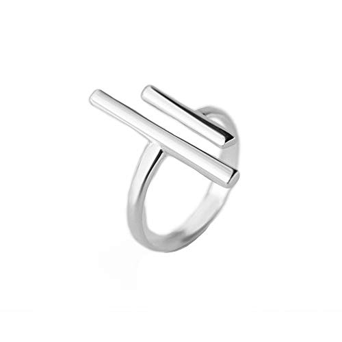 XJEIVJIC Double t parallel balken minimalistisches Engagement Offener Ring Zierverstellbares Einfache Statement Finger Versprechen Ewigkeit Ringe Band Geschenke für Frauen ihr sie von XJEIVJIC
