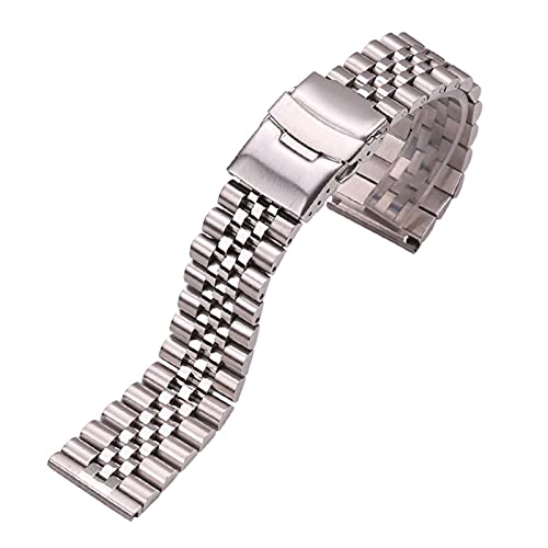 XJEIVJIC Edelstahl -Uhren -Armbandgurt 20mm 22 mm 24 mm Frauen Männer Silber Massiv Metal Watchband Accessoires dauern (Bandfarbe: Silber, Bandbreite: 24 mm) von XJEIVJIC