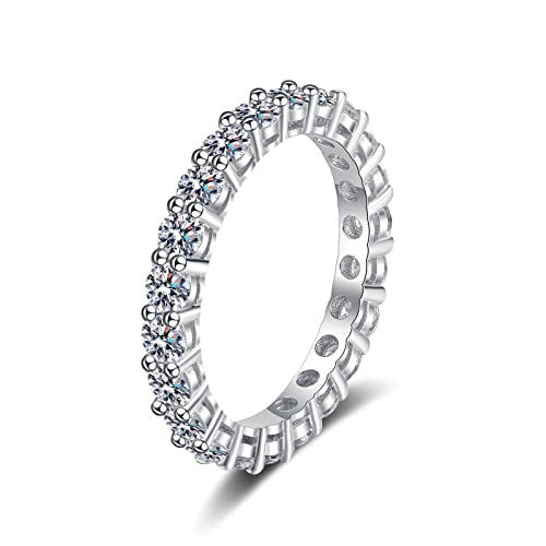 XJEIVJIC Ehering für Frauen, Frauenverlobungsring mit 2.2ct Moissanite Eternity von XJEIVJIC
