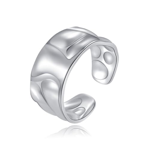 XJEIVJIC Einfacher breiter Ring Frauen minimalistischer Stil Mode Persönlichkeit Vielseitiger Eröffnungsindex Finger Ring von XJEIVJIC
