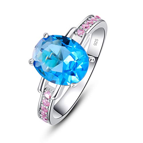 XJEIVJIC Ewigkeit Jubiläum Eherband Oval Blue Cubic Zirkonia Verlobungsring von XJEIVJIC