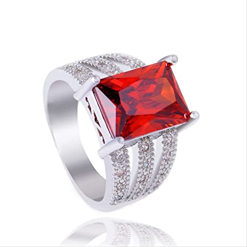 XJEIVJIC Frauen Hochzeit Engagement mit Big Created Square Ruby Feem Fine XJEIVJIC Frauen Hochzeit Engagement mit Big Created Square Ruby Feem Fine von XJEIVJIC