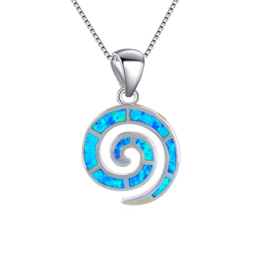 XJEIVJIC Frauen Opal Halskette Wirbel Form Pendelleuelblatt Kette Pullover Accessoires Damen Geburtstagsfeier Schmuck Schmuck von XJEIVJIC