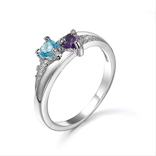 XJEIVJIC Frauen weiß rosa lila blaue Champagner Zirkon Herz Ehering von XJEIVJIC