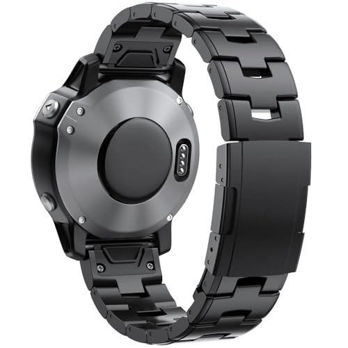 XJEIVJIC Für 22 mm 22 mm schnelle Form Titanium Metal Watch Band Armband Fenix ​​7x 7 6x Pro 5x Plus/Instinkt/Epix -Gurt Wutband (Gun Color, 26 mm) von XJEIVJIC