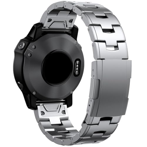 XJEIVJIC Für 22 mm 22 mm schnelle Form Titanium Metal Watch Band Armband Fenix ​​7x 7 6x Pro 5x Plus/Instinkt/Epix -Gurt Wutband (Gun Color, 26 mm) von XJEIVJIC