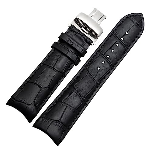 XJEIVJIC Gebogenes Ende echtes Leder -Uhrband 22mm 23 mm 24 mm kompatibel mit T035 Uhrenband Stahlschnalle Gurt Armband Braun von XJEIVJIC