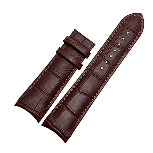 XJEIVJIC Gebogenes Ende echtes Leder -Uhrband 22mm 23 mm 24 mm kompatibel mit T035 Uhrenband Stahlschnalle Gurt Armband Braun von XJEIVJIC