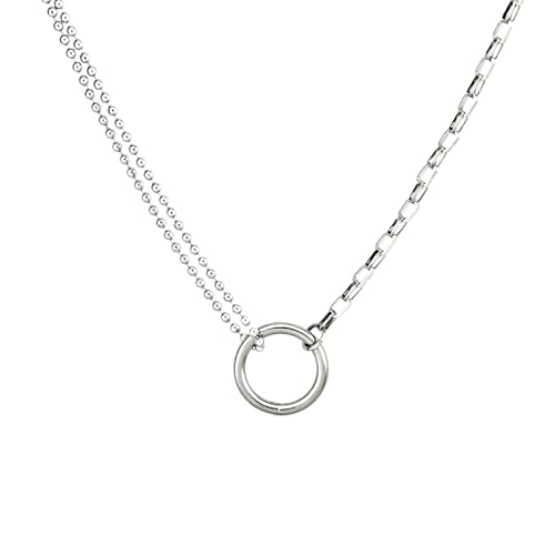 XJEIVJIC Halskette Frauen Anhängerkette Halsketten Asymmetrische kreisförmige Nackenkette Schlüsselbeinkette Vielseitige Halskette von XJEIVJIC