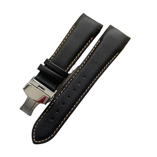 XJEIVJIC Handgefertigtes echtes Leder gebogenes Ende Watchband 22mm 23 mm 24 mm kompatibel mit T035 Uhrenbandgurt Stahlschnalle Handgelenk Armband von XJEIVJIC