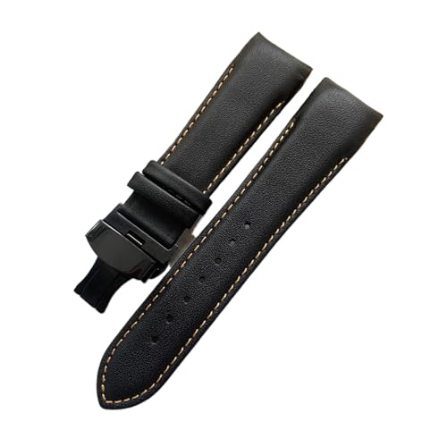 XJEIVJIC Handgefertigtes echtes Leder gebogenes Ende Watchband 22mm 23 mm 24 mm kompatibel mit T035 Uhrenbandgurt Stahlschnalle Handgelenk Armband von XJEIVJIC