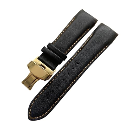 XJEIVJIC Handgefertigtes echtes Leder gebogenes Ende Watchband 22mm 23 mm 24 mm kompatibel mit T035 Uhrenbandgurt Stahlschnalle Handgelenk Armband von XJEIVJIC