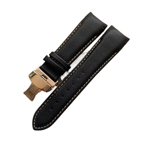 XJEIVJIC Handgefertigtes echtes Leder gebogenes Ende Watchband 22mm 23 mm 24 mm kompatibel mit T035 Uhrenbandgurt Stahlschnalle Handgelenk Armband von XJEIVJIC