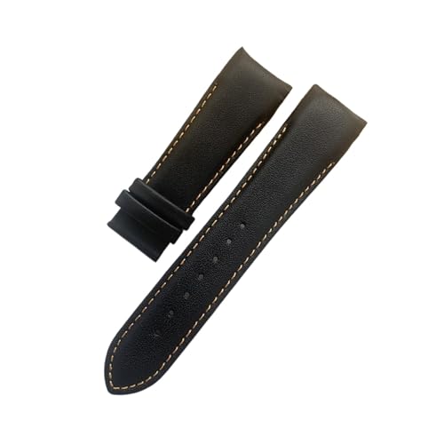 XJEIVJIC Handgefertigtes echtes Leder gebogenes Ende Watchband 22mm 23 mm 24 mm kompatibel mit T035 Uhrenbandgurt Stahlschnalle Handgelenk Armband von XJEIVJIC