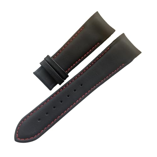 XJEIVJIC Handgefertigtes echtes Leder gebogenes Ende Watchband 22mm 23 mm 24 mm kompatibel mit T035 Uhrenbandgurt Stahlschnalle Handgelenk Armband von XJEIVJIC