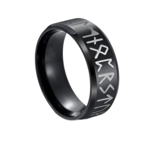 XJEIVJIC Herrenstahlbandring mit Wikingerbriefen Punk -Stil Vatertag eingraviert von XJEIVJIC