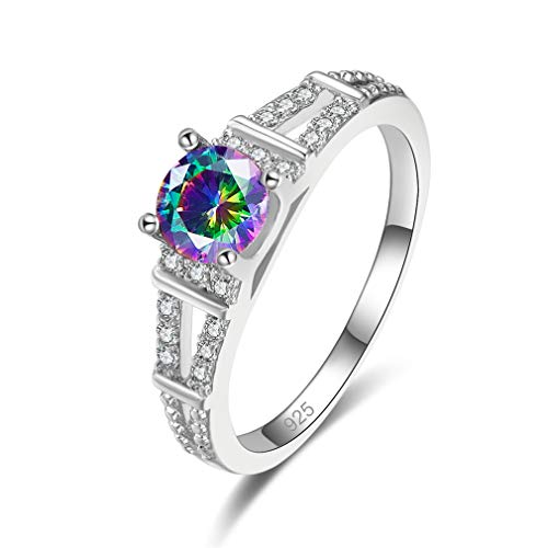 XJEIVJIC Hochzeitsband Ring Runde kubische Zirkonia Ringe elegantes Frauen Engagement von XJEIVJIC