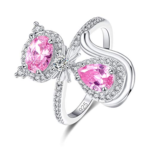 XJEIVJIC Katzenform Kubikzirkonia Ring Elegant mit Strassstein für Damen Ring Hochzeitsfeier Bankett von XJEIVJIC
