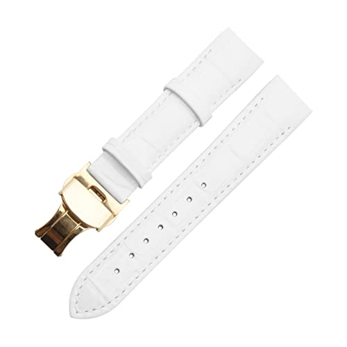 XJEIVJIC Leder -Uhren -Bänder Riemen und Klappverschluss 18mm kompatibel mit T035210A T035207 Women Watchband DIY Ersetzen Sie Dauer (Bandfarbe: weiße Rosenschnalle) von XJEIVJIC