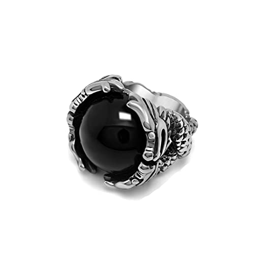 XJEIVJIC Männer versprechen Ring rostfreier Stahl, Eheringe Männer Gothic Drache mit Stein Verlobungsring Vintage von XJEIVJIC