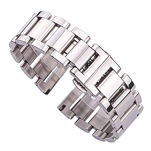 XJEIVJIC Metal Watch Band Bracelet Women Mode Edelstahl polierte Uhrengurt Männer Watchbands Uhren Accessoires 20mm 22 mm Dauer (Bandfarbe: Silber, Bandbreite: 22 mm) von XJEIVJIC