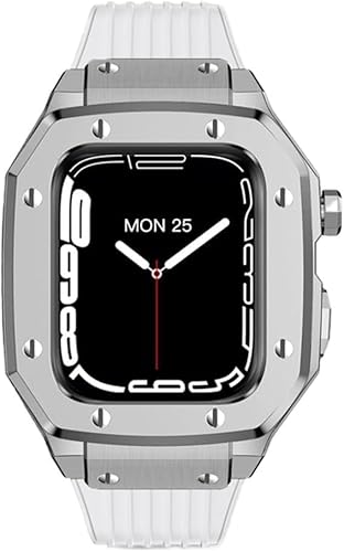 XJEIVJIC Metall- und Silikonuhrgurt, 8 7 6 5 4 Se, 44 mm IWatch Mod Kit, 45 mm von XJEIVJIC