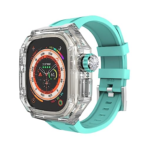 XJEIVJIC Modifikations -Kit und Uhrenarmband, Ultra 8, Transparent Case IWatch Series 49 mm Sport Gummi -Band -Mod -Kit -Zubehör von XJEIVJIC