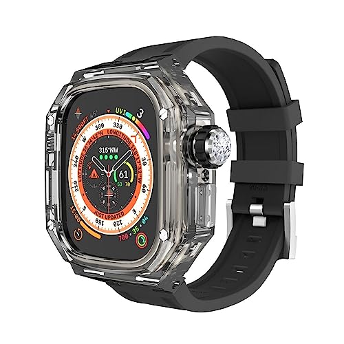XJEIVJIC Modifikations -Kit und Uhrenarmband, Ultra 8, Transparent Case IWatch Series 49 mm Sport Gummi -Band -Mod -Kit -Zubehör von XJEIVJIC
