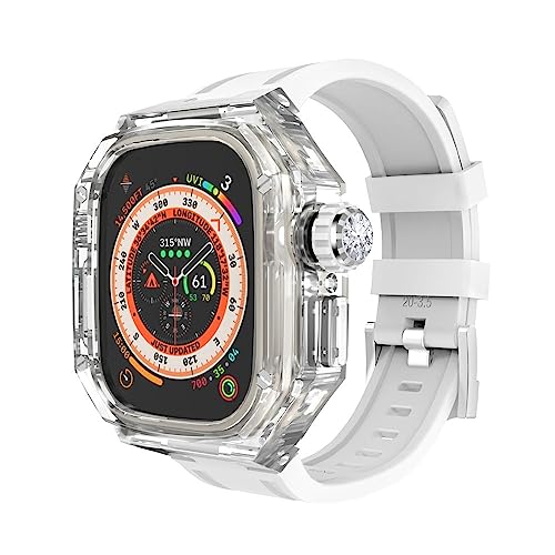 XJEIVJIC Modifikations -Kit und Uhrenarmband, Ultra 8, Transparent Case IWatch Series 49 mm Sport Gummi -Band -Mod -Kit -Zubehör von XJEIVJIC