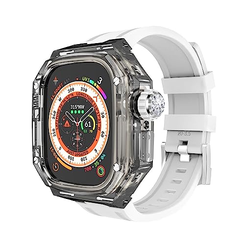 XJEIVJIC Modifikations -Kit und Uhrenarmband, Ultra 8, Transparent Case IWatch Series 49 mm Sport Gummi -Band -Mod -Kit -Zubehör von XJEIVJIC