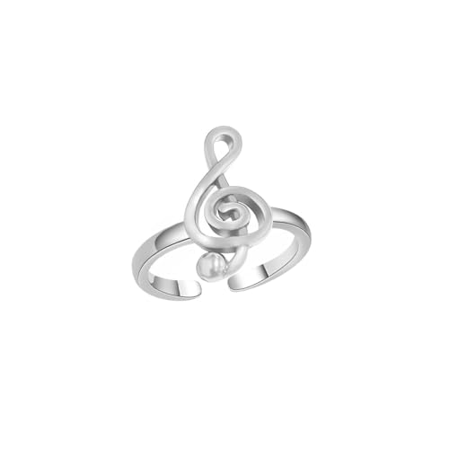 XJEIVJIC Musikalische Notiz verstellbare Ringe Netter Treble Clef Öffnet Ring Komfort Fit Band Stapelbar Vintage für Musikliebhaber Abschlussgeschenke für Musiker Student Birthday Party XJEIVJIC Musikalische Notiz verstellbare Ringe Netter Treble Clef Öffnet Ring Komfort Fit Band Stapelbar Vintage für Musikliebhaber Abschlussgeschenke für Musiker Student Birthday Party von XJEIVJIC